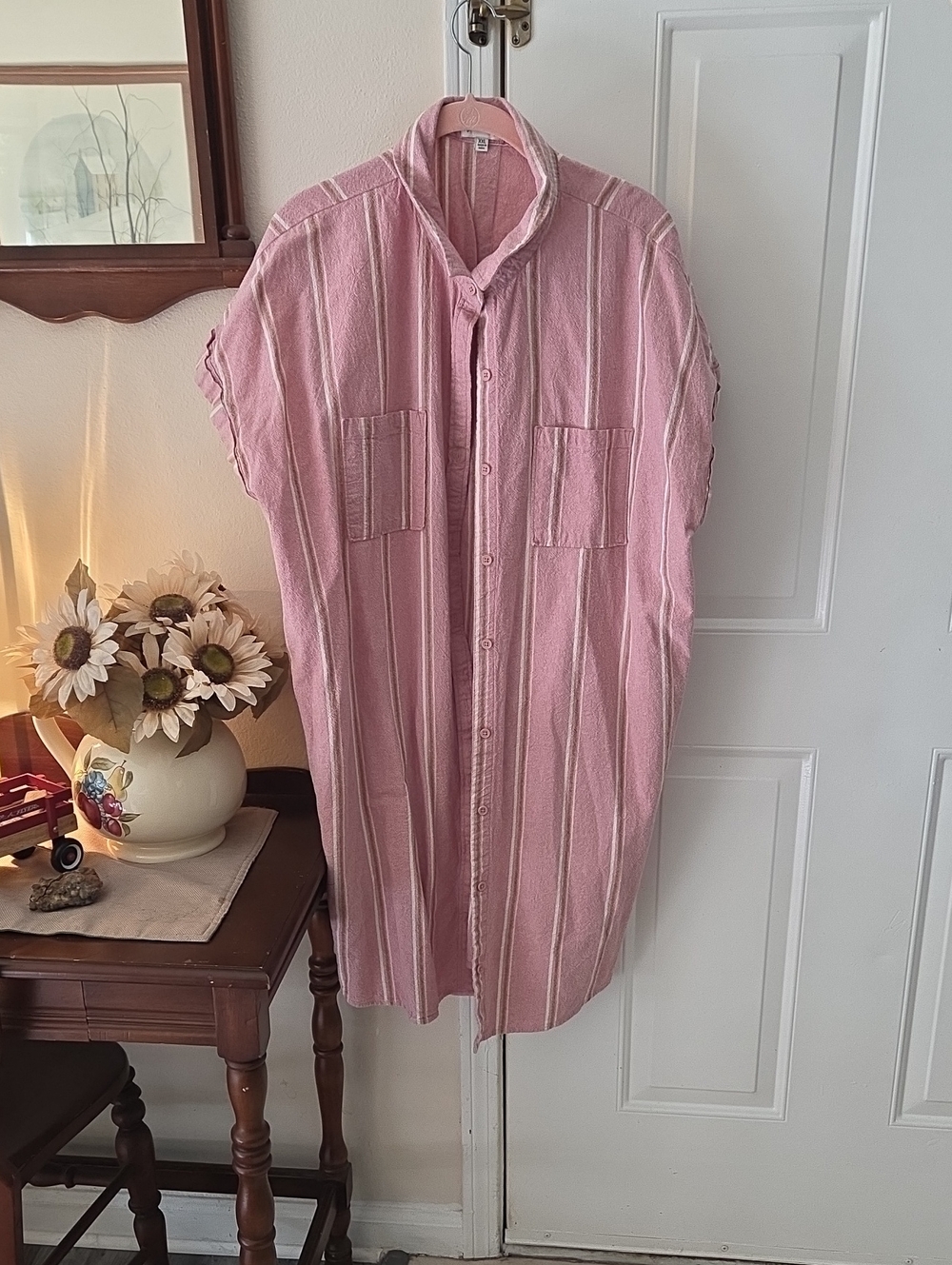 Wonderly Pink and Cream Striped Button-Up